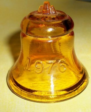 Very Special Degenhart Glass Bicentennial Bell,  Signed W Sticker,  Persimmon