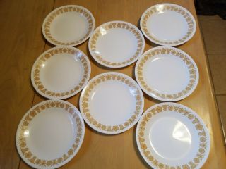 Vintage Corelle Corning Pyrex Gold Butterfly (8) 5 Inch Plates Dinnerware