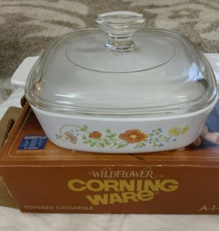 Vintage Corning Ware Wildflowers Casserole Dish A - 1 - 7 1 Quart Covered Cadderole