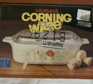 Vintage Corning Ware Wildflowers Casserole Dish A - 1 - 7 1 Quart Covered Cadderole 3