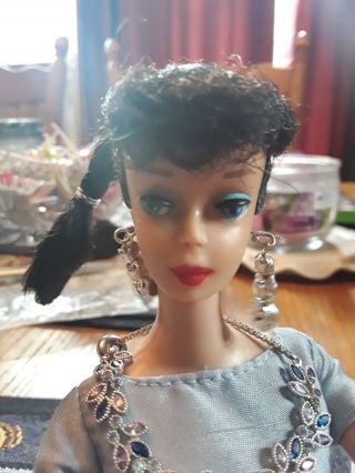 Vintage Barbie Doll 1960s Ponytail Brunette 4 ? 5 ? Solid Body