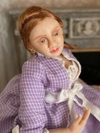 Vintage Miniature Dollhouse Artisan Sculpted Doll Victorian Woman Posable 1:12