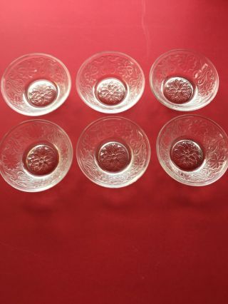 Six Clear Indiana Sandwich Glass Tiara Berry Bowls