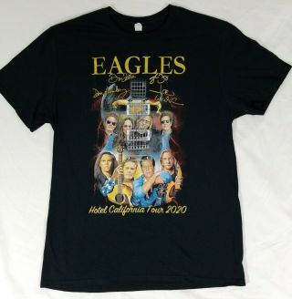Eagles Hotel California 2020 Concert Tour T - Shirt Black Double Sided Size Mens L