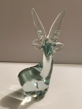 Enesco Clear Crystal Glass Deer 7” Tall 6 Point Buck Deer Art Glass Peperweight
