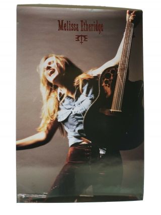 Vtg.  1995 Melissa Etheridge Promo Poster 23x35 Singing With Guitar
