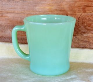 Vtg Anchor Hocking Fire King Ware Jadeite Green D Handle Glass Mug Cup Made Usa