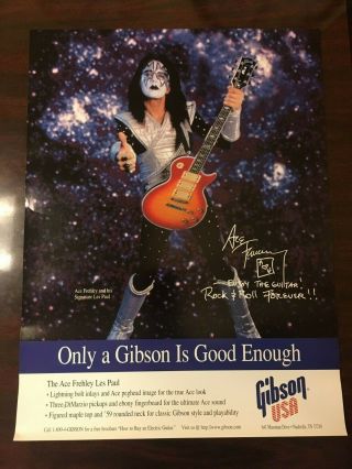 Ace Frehley - Gibson Guitar Promo 2 - Sided Poster - Kiss Les Paul 1996