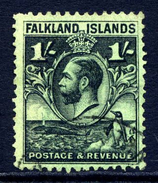 Falkland Islands 1929 - 37 1/ - Black/emerald Very Fine Cds.  Bird Thematic