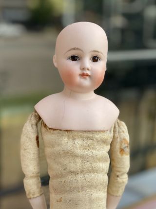 Antique 17 " German Bisque Doll Closed Mouth Kestner Size 6 Hairline Pretty C1900