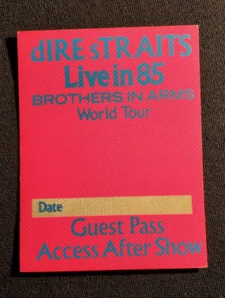 Dire Straits Brother In Arms World Tour - Backstage Pass 1985