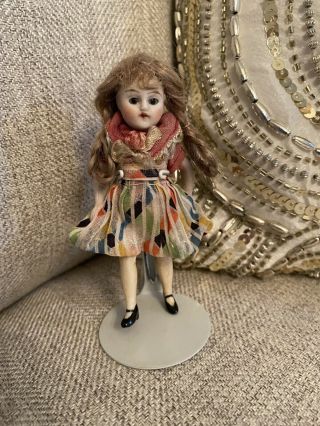 All 4” Kling All Bisque Doll Dollhouse Size Slender Mignonette Like