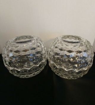 Vintage American Fostoria Candle Holder,  Clear Glass,  Set Of 2.  Height 5 ".