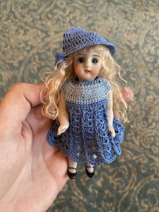 Pretty Antique All Bisque Kestner Mold 620 Glass Eye German Doll Nicely Dressed 2