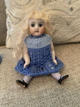 Pretty Antique All Bisque Kestner Mold 620 Glass Eye German Doll Nicely Dressed 3
