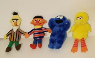 Vtg Applause Sesame Street Mini Plush Toys: Ernie Bert Cookie Monster Big Bird