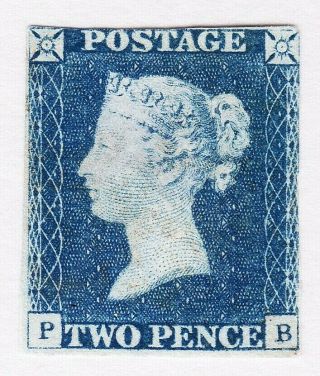 1840 Gb Qv 2d Blue Sg5 Plate 1 (pb).  Full Value Will Be Donated.