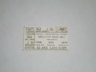 Frank Sinatra - Dean Martin - Sammy Davis Jr Concert Ticket Stub - 1988 - Radio City - Ny