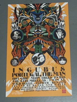 Incubus Concert Poster - 2019 - Sacramento Ca 11x17 City Of Trees