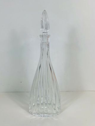 Vintage Atlantis Lead Crystal Decanter With Stopper 15” Tall - Chip In Stopper