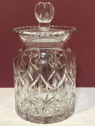 Vintage Tall Clear Cut Lead Crystal Glass Biscuit Jar/barrel Candy Dish W/lid