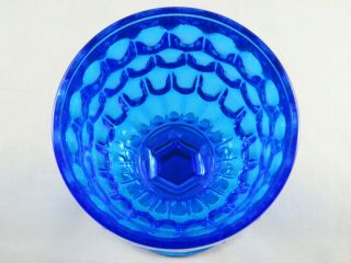 Vtg Fenton Elegant Thumbprint Optic Vivid Colonial Blue Goblet Footed Glass 3