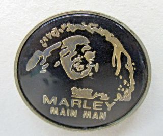 Marley Main Man Gold On Black 1 " Brooch Pinback Button Reggae