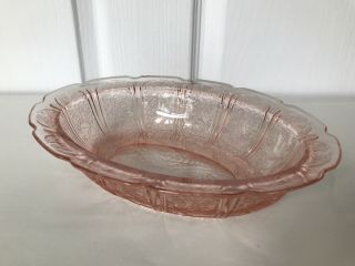 Vintage Jeanette Cherry Blossom Pink Depression Glass Serving Vegetable Bowl