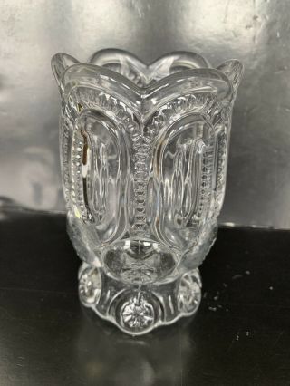 Vintage Le Smith Clear Glass Moon And Stars Spooner Vase 5 3/8”