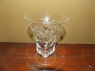 Set of 6 Vintage Etched Clear Glass Footed Parfait Glasses 2