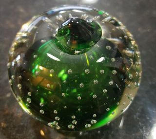 Cute Vintage Art Glass Apple Paperweight Murano.  Controlled Bubbles