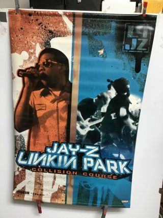 Linkin Park & Jay - Z “collision Course”.  Rare 2 - Sided Vinyl Poster 24” X 35”