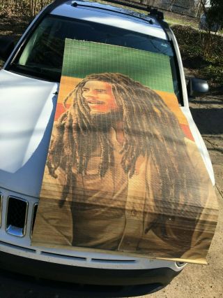 Bob Marley Guitar Jamaican Reggae Rasta Banboo Wall Hanging Blind Roll Shade
