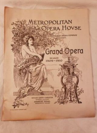 1909 - 10 Metropolitan Opera House Program Arion Singing Society Of Brooklyn