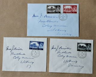 Gb 1955 Castle High Values Set Of 4 On 3 X Fdc 