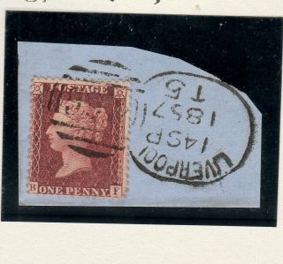 Gb 1857 V.  Fine Spec.  C10 Red Brown 1d Stamp With Liverpool T5 Spoon Postmark