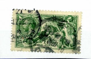 Gb 1913 £1 Green Seahorse (sg 403) Minor Paper Wrinkle Good (d4034)