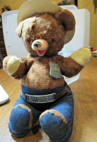 Smokey The Bear Vintage Doll With Badge,  Belt And Hat