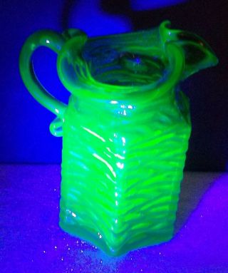 Very Unusual Vintage Green Uranium Glass Tea Creamer