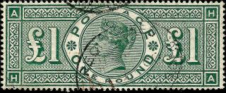 Gb Qv Sg212 £1 Green Fine Stamp