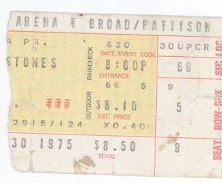 Rare The Rolling Stones 6/30/75 Philadelphia Pa The Spectrum Ticket Stub