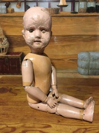 Early 16”incised 1911 Wooden Schoenhut Doll