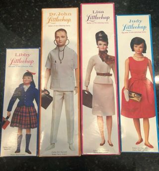 Vintage Remco Littlechap Family Dr.  John,  Lisa,  Judy,  Libby.  1960’s.