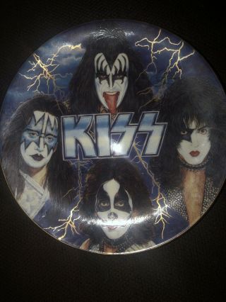 Kiss Signed Plate Simmons Stanley - Frehley - Criss - Aucoin - Rare