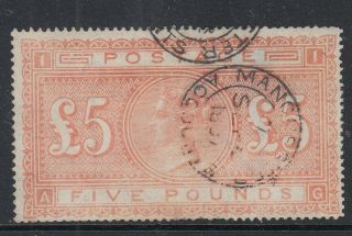 Gb 1867 £5 Orange Sg137 With Manchester Cds