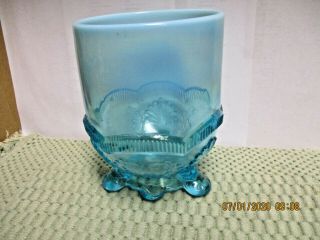 Vintage Fenton Art Glass Ice Blue Opalescent Compote Candy Dish Vase 6 "