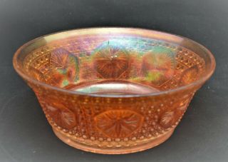 Vintage Imperial Star Medalion Marigold Carnival Glass Bowl