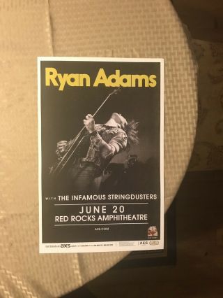 Ryan Adams Infamous Stringdusters Red Rocks Concert Poster Rare