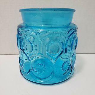 Vintage L E Smith Blue Moon & Stars Canister Apothecary Jar 5 1/4 " Tall No Lid