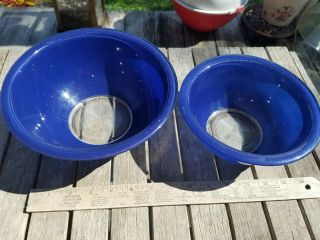 Vintage Pyrex Dark Blue Clear Bottom Mixing Nesting Bowls 322 & 323